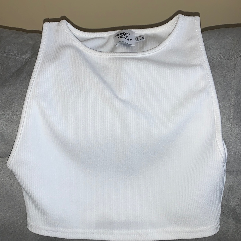 Princess Polly white cropped tank- Size 2